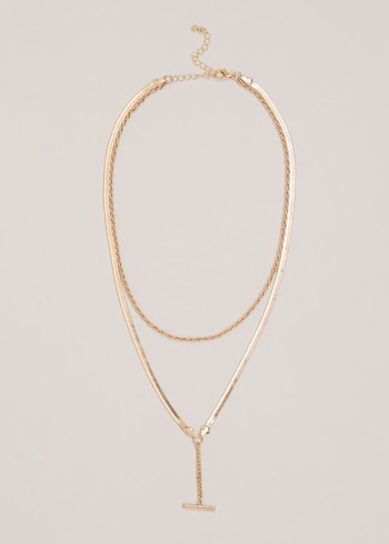 Phase Eight Gold Snake Chain T-Bar Jewellery Gold Australia | WR1297605